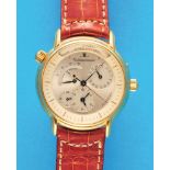 Jaeger-LeCoultre GMT Master Géographique Automatique 18 ct. gold wristwatch with world time, 2nd zon