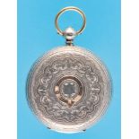 A large, richly engraved, Scottish silver pocket watch with silver dial, verge escapement and dust c