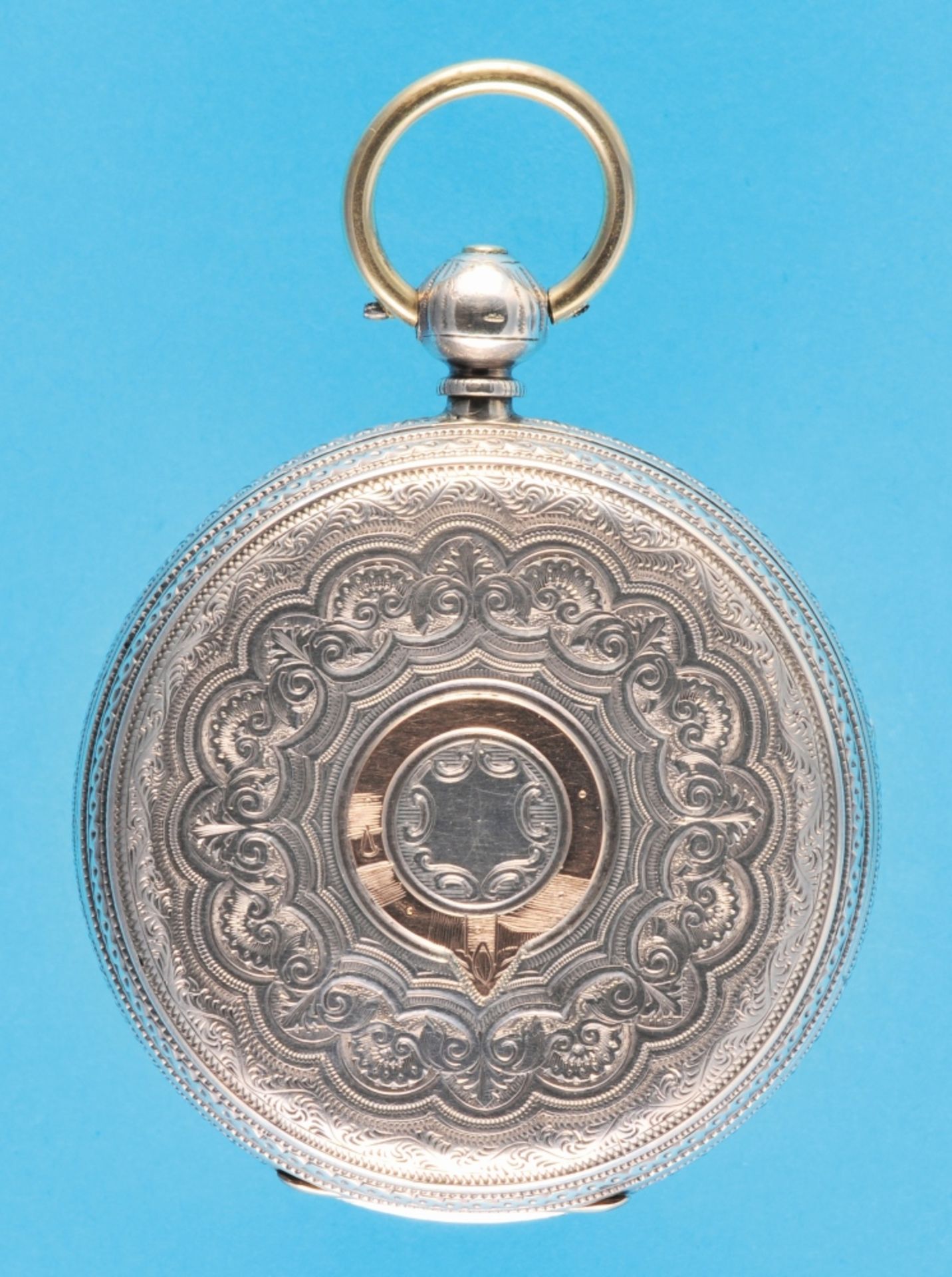 A large, richly engraved, Scottish silver pocket watch with silver dial, verge escapement and dust c