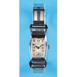 Argentina Lever 15 Jewels, rectangular vintage wristwatch with small seconds seconds and movable lug