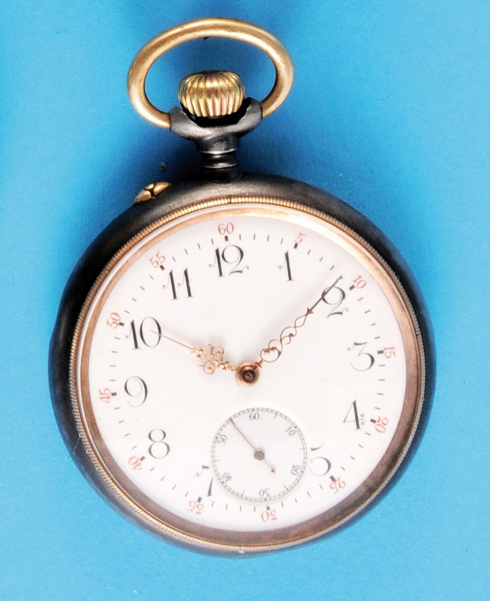 Burnished metal pocket watch with case patent, patent no. 4001, with patent specification in copy, - Bild 2 aus 2