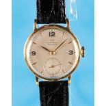Omega Chronometer Gold Wristwatch with Small Seconds, cal. 30T2 Rg., ca. 1945, 18 ct. yellow gold ca