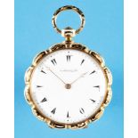 Flat gold enamel pocket watch with Ottoman numerals and numerals and signature on dial with Persian