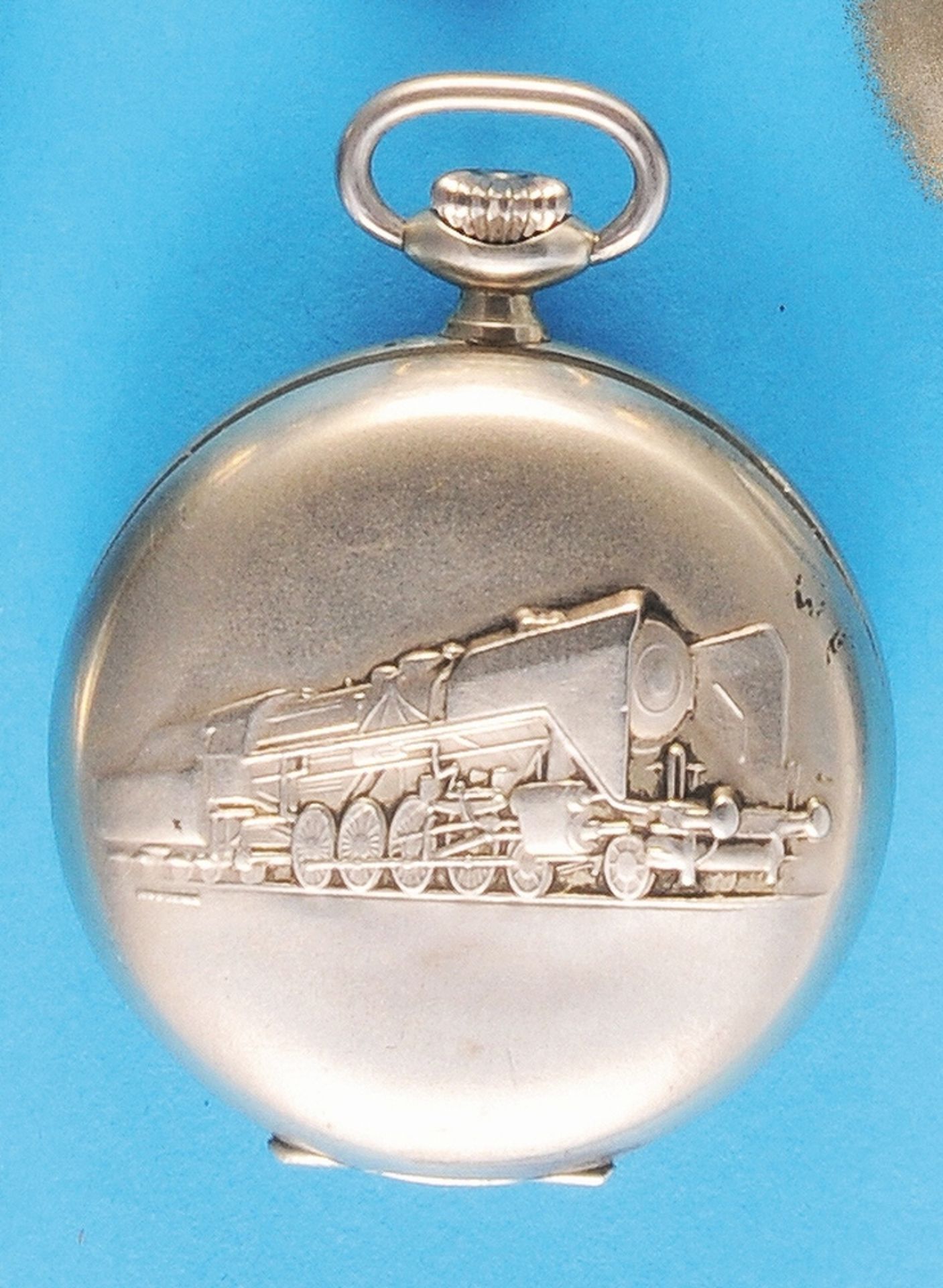 Zenith railroad themed watch for the 100th anniversary in 1965, cal. 3841, Nickel pocket watch with - Image 2 of 2