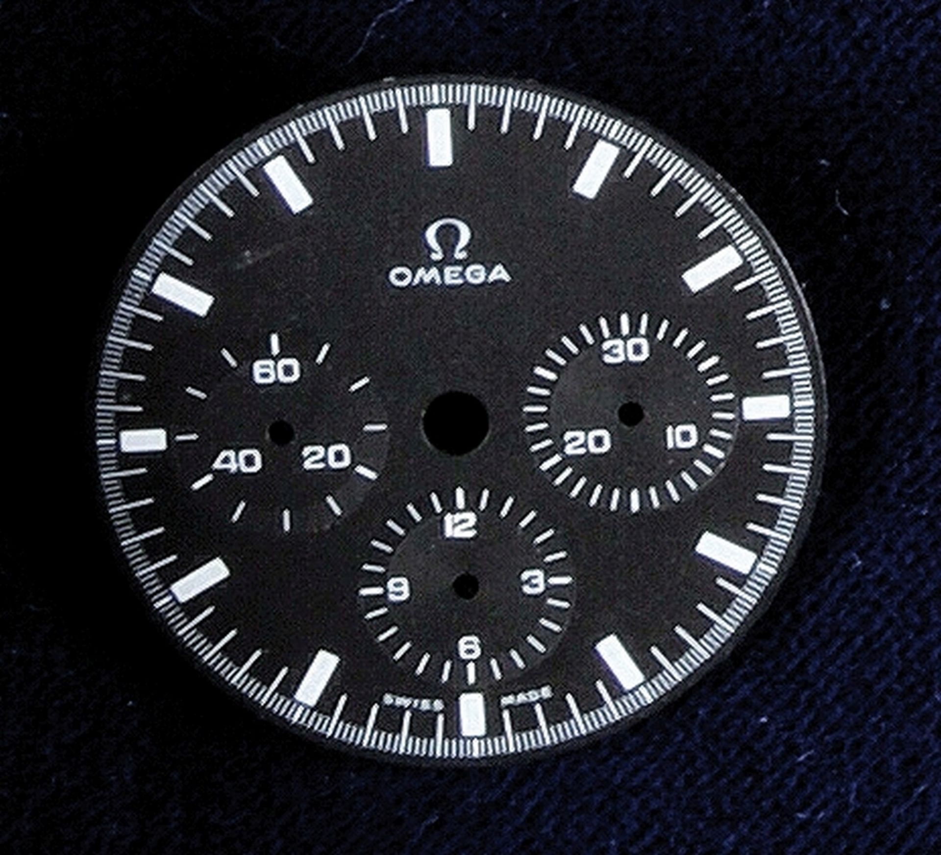 Omega chronograph dial for cal. 321, black Dial with luminous indexes