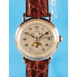 Omega Cosmic Triple Date with Moon Phase, Gold Wristwatch, Reference 2473, cal. 27 DL.PC, ca. 1947,
