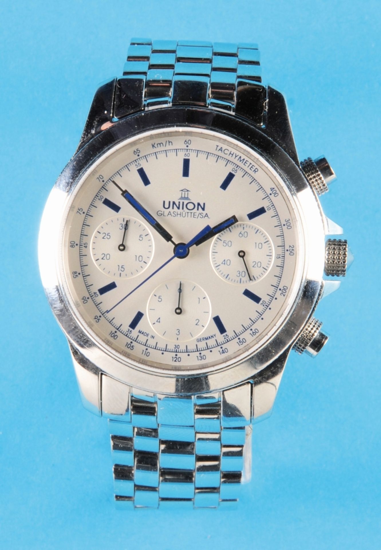 Union Glashütte "Tradition" Automatic wristwatch with date and chronograph with counters, in origina