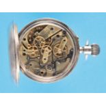 Silver pocket watch with ratchet wheel chronograph and 30-minute counter. counter counter-clockwise,