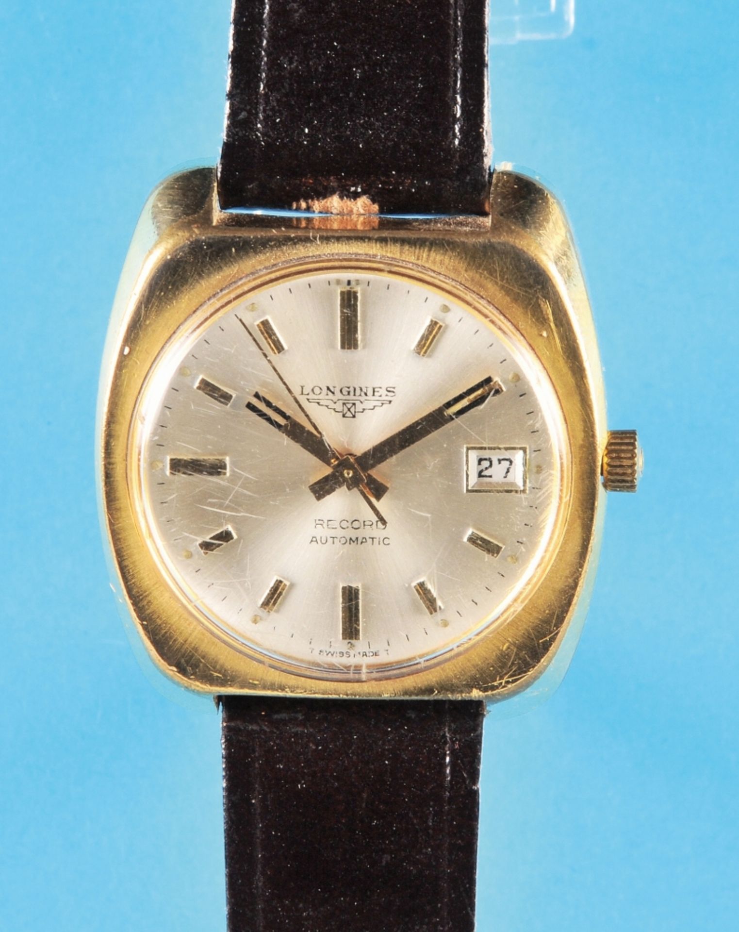 Longines Record Automatic wristwatch with center seconds and date, cal. FB 1955-2, 1960s,