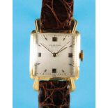 Universal Genève, 18ct. square gold wristwatch with central seconds, Reference 10611, cal. 265, 1950