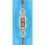 Eszeha Art Deco LadiesPlatinum Wristwatch with Brilliant-Cut Diamonds and Bi-Color Platinum bracelet
