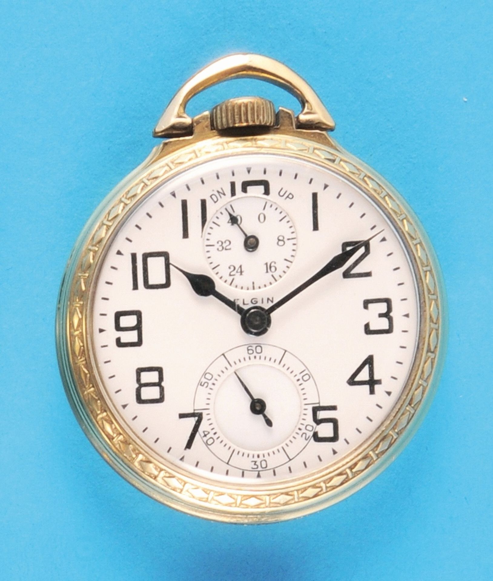 Elgin Natl. Watch Co., "B.W.Raymond", American pocket watch with power reserve, 10 ct. goldfilled ca - Bild 2 aus 2