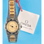 Omega Seamaster 120m Quartz ladies' wristwatch with rotating bezel and screw-down crown, bi-color, w