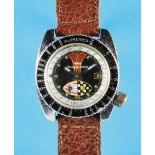 Yema Meangraf Junior wristwatch with rotating bezel, marked "Temps Ecoule an Face des KM Parcourus",