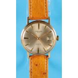 Oriosa, gold-plated wristwatch with original case, central seconds and Date, Reference 66451, cal. E