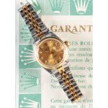 Rolex Oyster Perpetual Datejust Steel/Gold Women's Wristwatch with brilliant-cut hour markers, steel