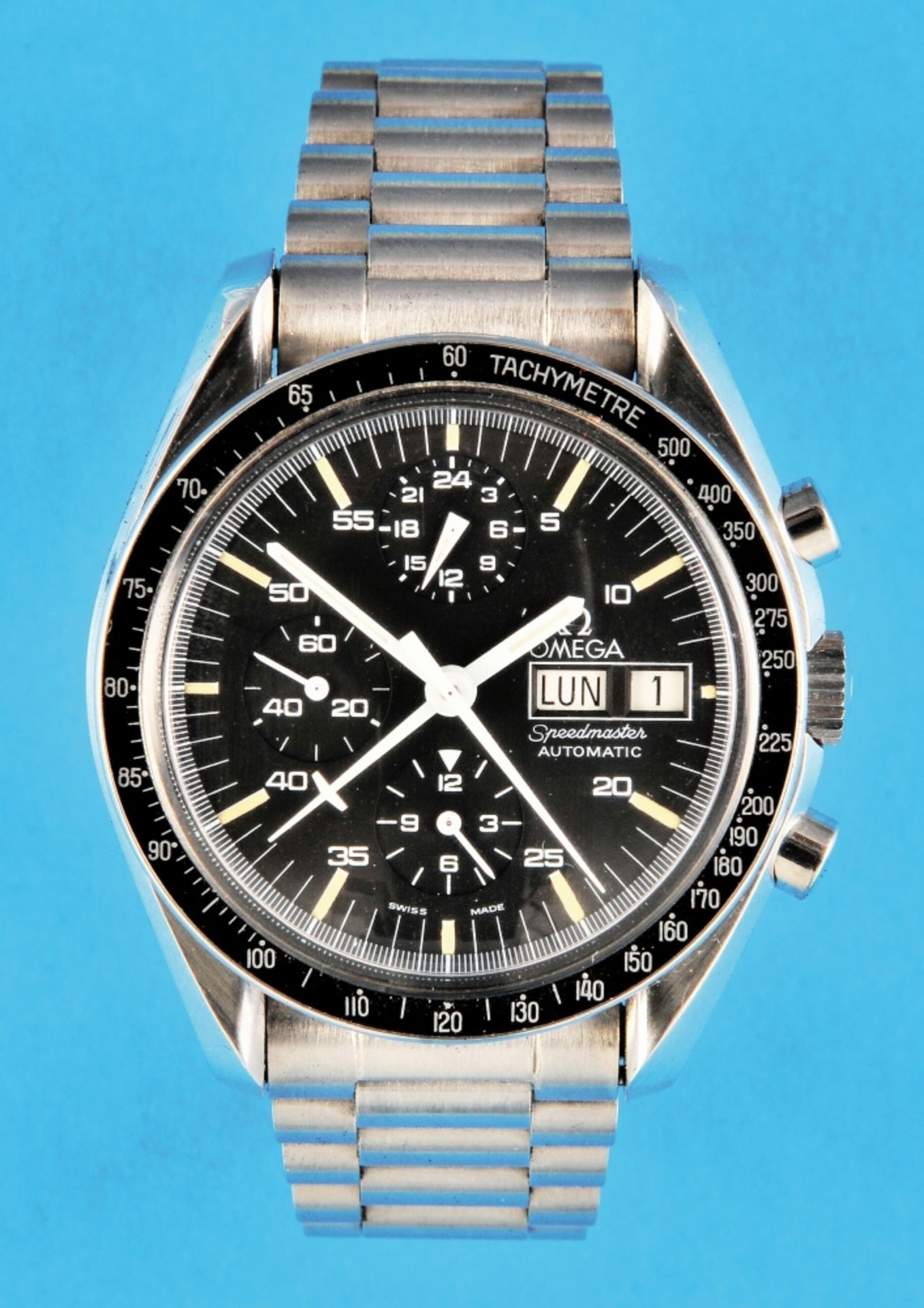 "Holy Grail" Omega Speedmaster Automatic steel wristwatch Chronograph with central 60-minute counter