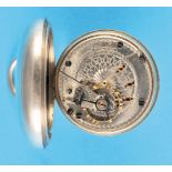 Jan Luis Jewelry Co., large American metal pocket watch with screw-down bezel and movement that fold