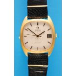 Omega "De Ville" Automatic Gold Central Seconds Wristwatch Date, 18 ct. gold case with printed back