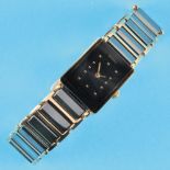 Rado Florence, rectangular quartz ladies' wristwatch with gold-plated ceramic bracelet, reference 15