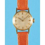 Omega 18 ct. women's gold wristwatch, cal. 620, ca. 1961, gilt Dial with gold-plated hour markers,
