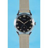Laco military wristwatch with special lugs,cal. Laco 524, 1940s, case with stainless steel push bac