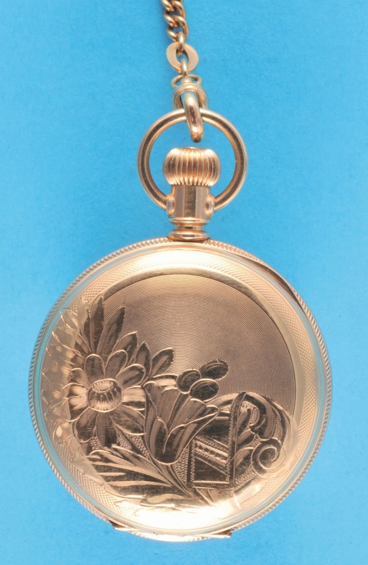 American Waltham Watch Co., Safety Pinion, richly decorated with flowers engraved, gold-plated ladie