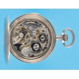 Silver pocket watch with sprung cover and ¼ repeater on 2 gongs, guilloché 875 silver case with empt