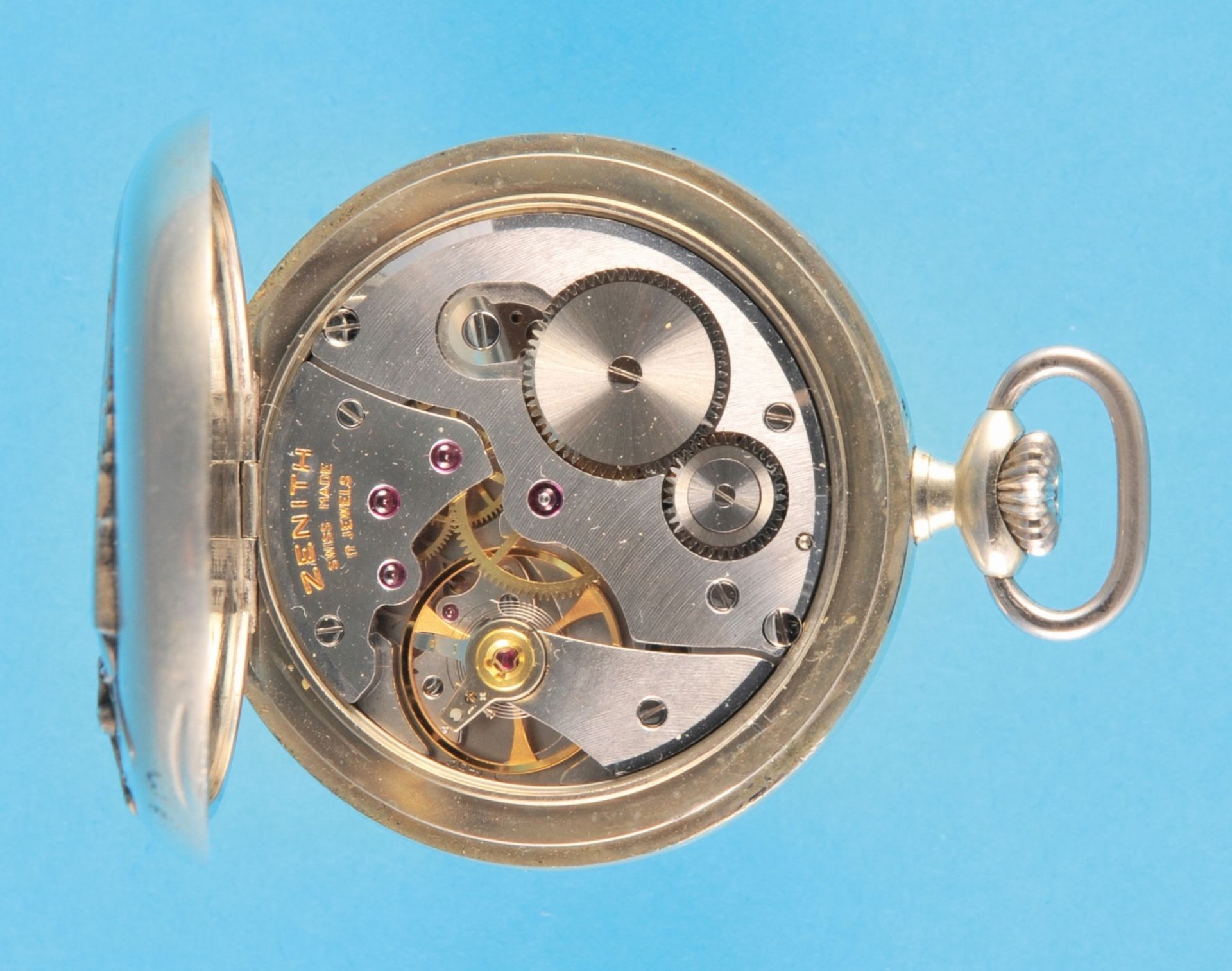 Zenith railroad themed watch for the 100th anniversary in 1965, cal. 3841, Nickel pocket watch with