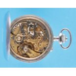 Pocket watch with column wheel chronograph and 30-minute counter, smooth, chrome-plated case,