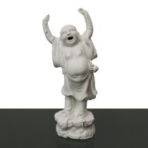 Chinese joyful Buddha figurine in white ceramic, 20th century