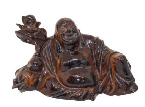 Buddha with lotus flower in tiger's eye