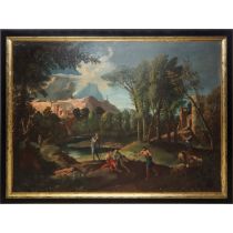 Andrea Locatelli (Roma 19.02.1695-Roma 19.02.1741) - Lazio landscape with characters, 17th century