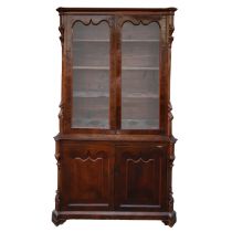 Double body mahogany wood display cabinet, Mid 19th century