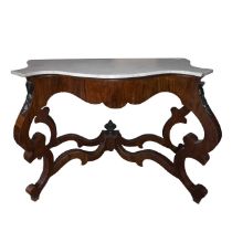 Console in Louis Philippe mahogany wood with marble on the top, Mid 19th century