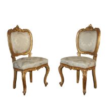 Pair of gilded wooden chairs, nineteenth century