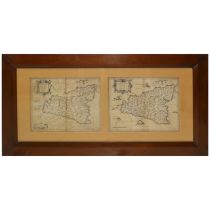 Pair of geographical maps of Sicily, Siciliae Antiquae descriptio