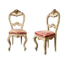 Pair of lacquered and gilded chairs, Louis XVI, 18th century