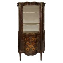 Showcase in rosewood with floral inlays, nineteenth century