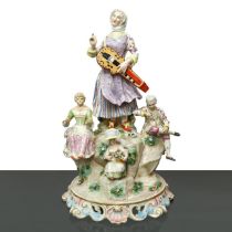 Porcelain Meissen - Group of polychrome porcelain figures, 20th century