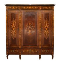 Inlaid wardrobe, with three doors, nineteenth century