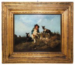 Filippo Palizzi (Italian 1818-1899) - Country scene with shepherd boy and goats