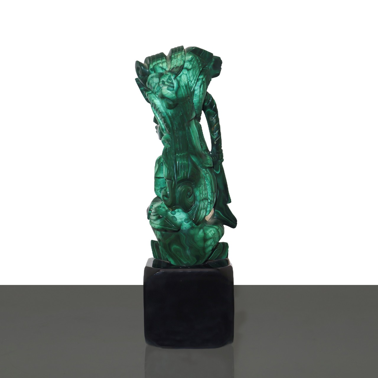 Malachite figure on black base - Image 4 of 6