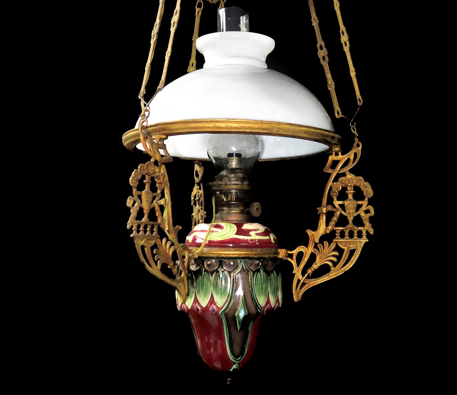 Pendant oil chandelier, Early 20th century - Image 2 of 4