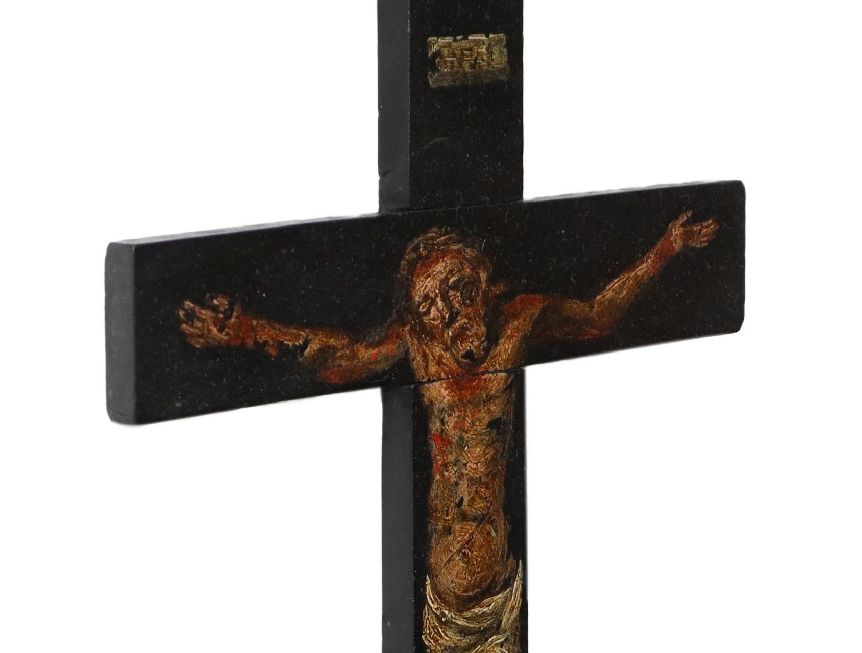 Crucifix painted on wood, Sicily, 17th century - Image 3 of 4