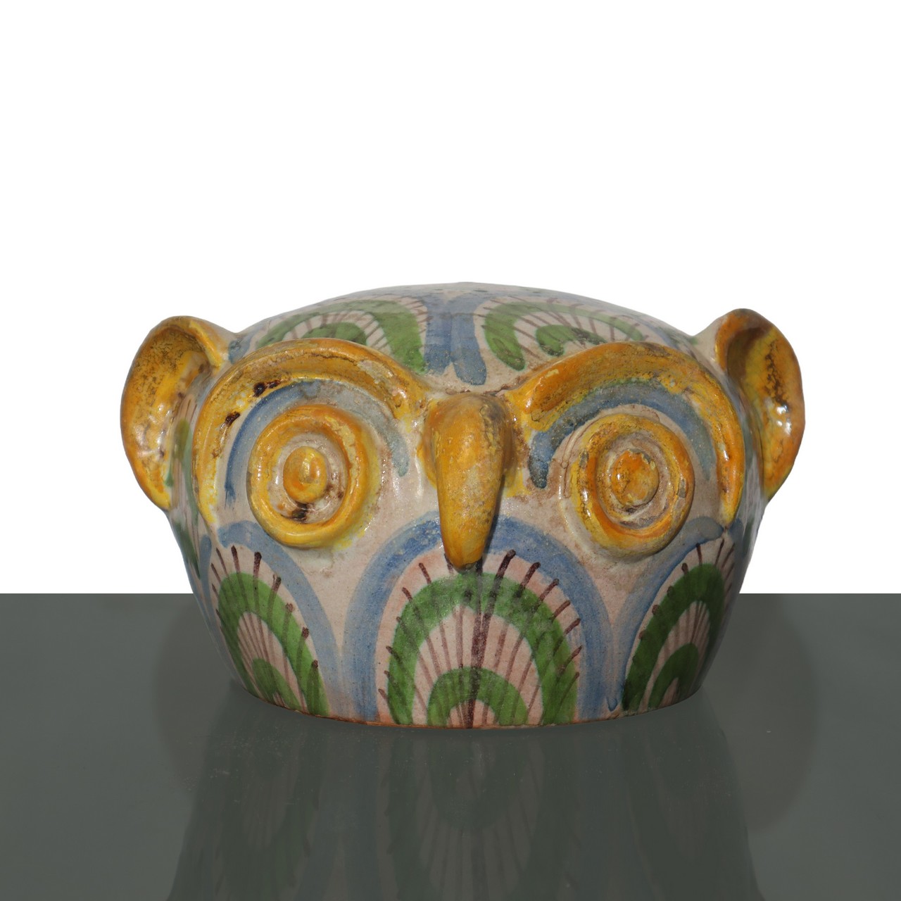 Ancient owl head in Caltagirone majolica. - Image 2 of 5