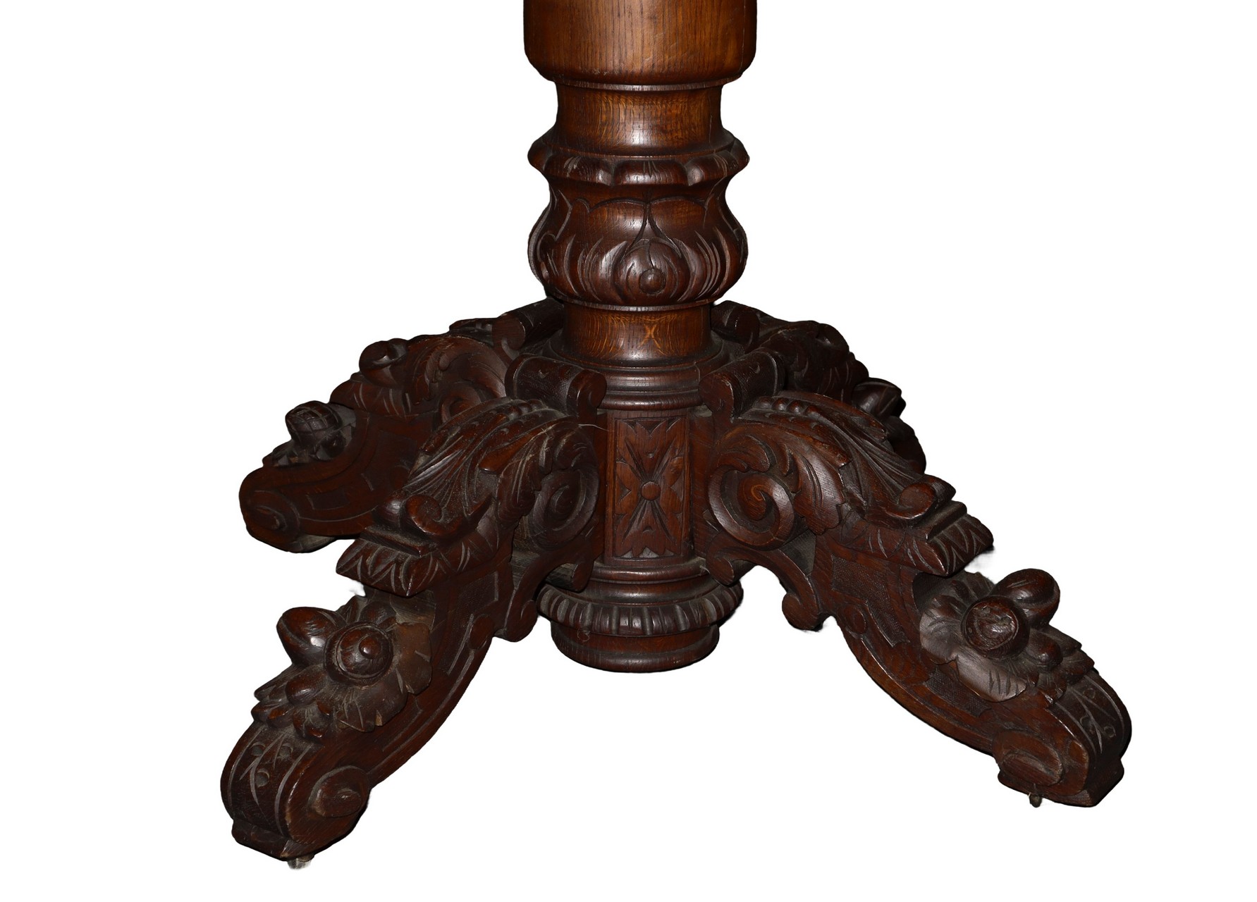 Extendable oval table in walnut with four-spoke foot in sculpted and carved wood, nineteenth century - Image 3 of 3