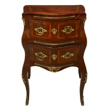 Louis XV two-drawer bedside table in rosewood with bronze handles and bronzes applied to the legs, S