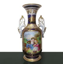 Blue vase with floral decorations