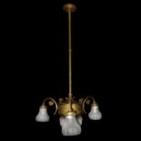 Liberty three-arm chandelier in golden brass., Early 20th century